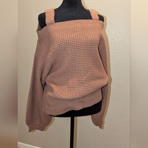 Pink Lily Off-the-Shoulder Sweater in Rust